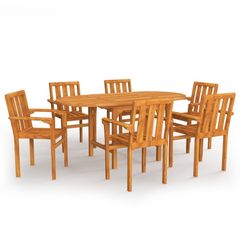7 Piece Garden Dining Set Solid Teak Wood