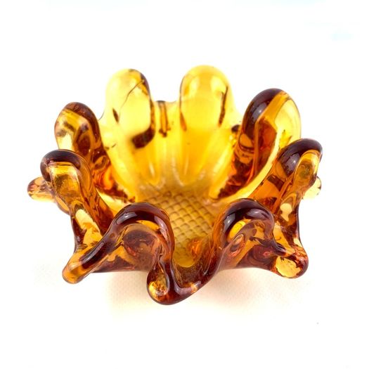 Vintage Chalet Bomboniere Amber glass bowl