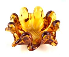 Vintage Chalet Bomboniere Amber glass bowl