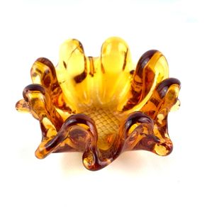 Vintage Chalet Bomboniere Amber glass bowl