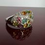 Silver Multi-Tourmaline & White Zircon Cluster Ring Image 2