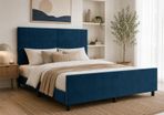 Velvet Bed Frame With Adjustable Headboard 160 x 200 cm