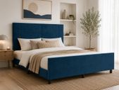 Velvet Bed Frame With Adjustable Headboard 160 x 200 cm
