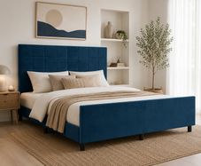 Velvet Bed Frame With Adjustable Headboard 160 x 200 cm