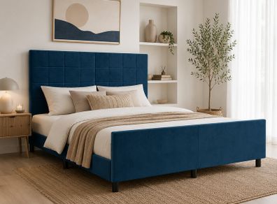 Velvet Bed Frame With Adjustable Headboard 160 x 200 cm