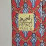 Vintage Hermes Paris Silk Tie 716 FA Red Blue Geometric Medal Motif 9cm Image 2