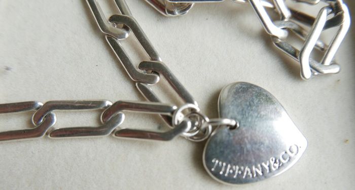Vintage Tiffany & Co Extremely Long Heavy Chain Heart Tags Pendant In Sterling Silver 925 Length 38" Weight 67,30g