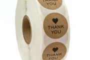 Lot of 500 stickers THANK YOU with hearth round stickers Small Kraft Paper Round Stickers roll of 500 stickers 1 inch