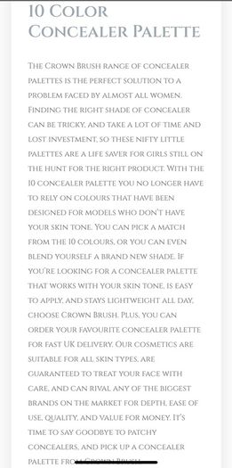 Blank Canvas Cosmetics 10 Color concealer palette and brush