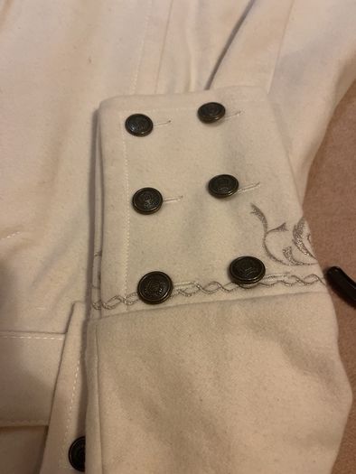 Cream full length military style Coat