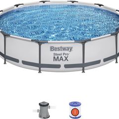 NEW SALE | Steel Pro Pool Swimming Pool, Round Above Ground Garden Frame Pool, Multiple Sizes, 12' x 30"/3.66m x 76cm