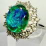Peacock Triplet Quartz & White Zircon Ring Image 3