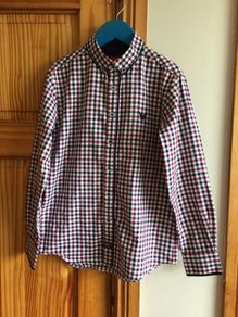 Boys Diesel red white and navy blue checked cotton shirt age 9/10 years