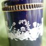 Vintage Colibri Cobalt Blue Ceramic Gas Table Lighter from Italy, Hand-Painted Greek Motif Cigarette Lighter, Home Decor, Perfect Gift Image 2