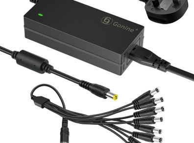 12V 5A 60W Security Camera Power Adapter 100V-240V AC to DC with 8-Way Power Splitter Cable Power Supply for CCTV Security Camera DVR, LED Strip Lights