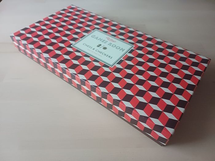 Games Room Chess Checkers Board Game Box Set Red & Black Edition OOP