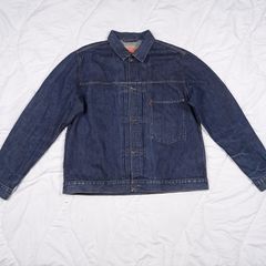 Levi's Y2K Vintage 70501 04 Dark Wash Indigo Blue Type 1 Pleated Rigid Denim Trucker Jacket Size XL