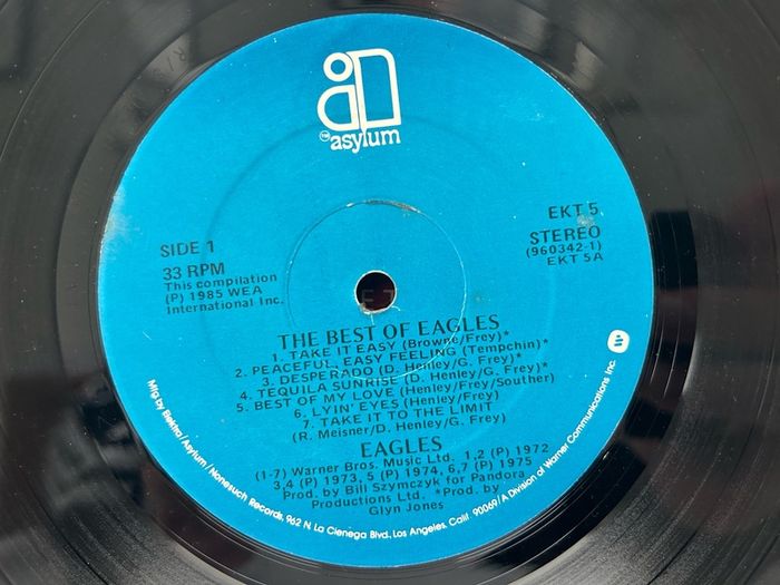 Eagles Best Of Eagles LP 1985 Irish Double Dip Pressing A3/B3 Alsdorf EKT 5