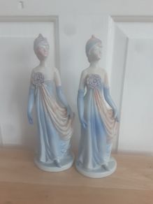 Ornament/Two Glazed Lady Figurines ..  for12.00euro