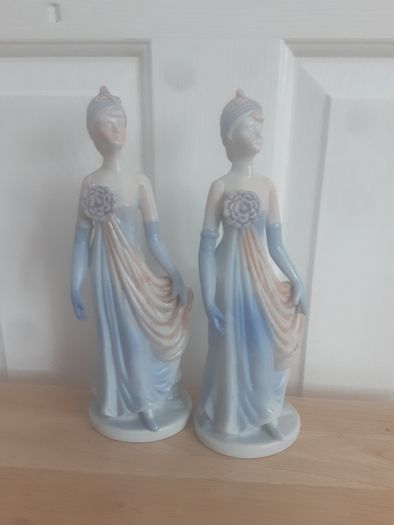 Ornament/Two Glazed Lady Figurines ..  for12.00euro