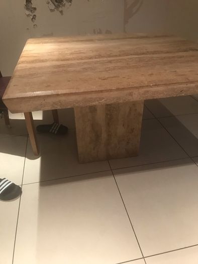 Solid granite table for sales as good as new cream and beige in colour and 6 chairs