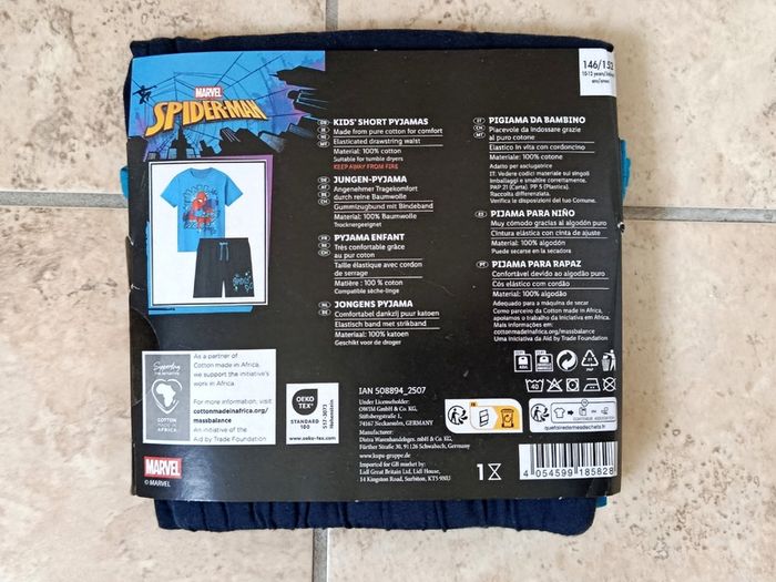 Marvel Spider-Man Kids' Short Pyjamas Blue 10-12 years 146/152 100% cotton NEW