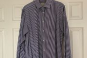 Howick Mens Navy &amp; White Stripe Long Sleeve Shirt
