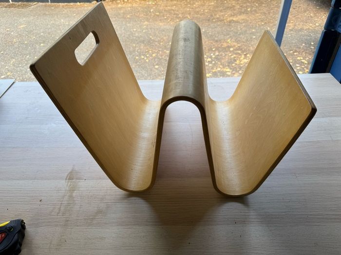 Mid-Century Style Bent Plywood Magazine Rack/Vinyl Holder