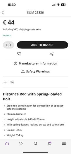 K&M Speaker Distance Pole