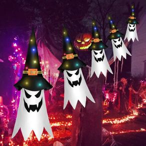 FREE SHIPPING Halloween Decorations Outdoor, Hanging Ghosts, Flying Ghost Hats, 5Pcs Halloween Glowing Witch Hats with Led LIghts, Scary Halloween Decor Outdoor Indoor for Home