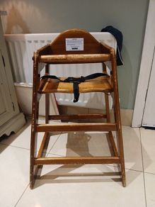 wooden high chair with harness