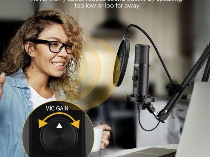 Recording Microphone Set,MAONO AU-PM422 192KHZ/24BITCondenser Mic with Touch Mute Button and Mic Gain Knob for Podcasting,Gaming,YouTube (FREE POSTAGE)