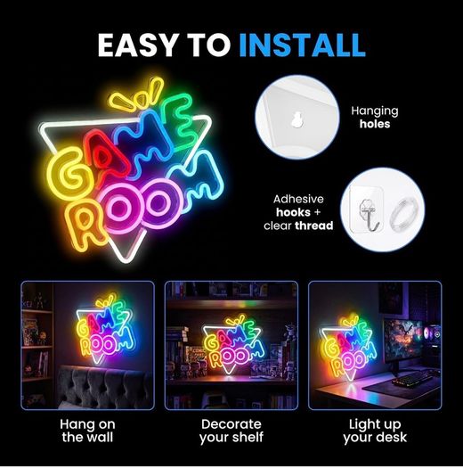 Neon Light Sign LED Gaming Room Decor, Gaming Accessories, Gamer Gift LED Gaming Lights for Desk, Gaming Stuff for Boys Room Setup, Gamer Boys Bedroom Wall Decor, Neon Sign for Wall, Lamp Gifts