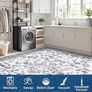 Hallway Runner Rug 60x180 cm, Floral Bedside Rugs Bedroom, Washable Farmhouse Carpet for Living Room, Low Pile Foldable Floor Mat for Kitchen, Blue Image 5