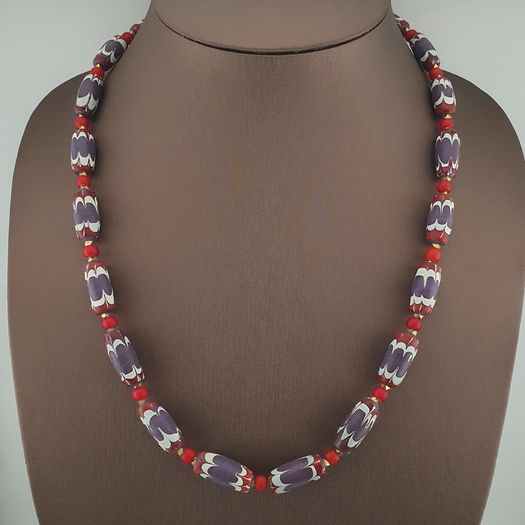 Antique Venetian Style Trade & Venetian whiteHeart Glass Beads Necklace