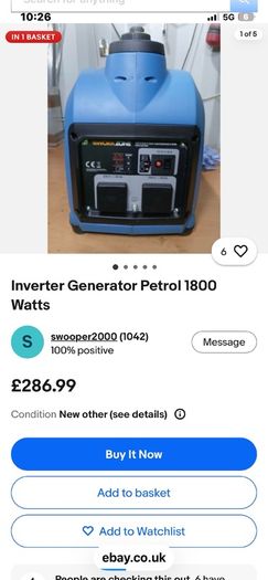 Generator . Bought new never used 1800 watt