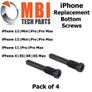 iPhone X XR XS XS Max 11 12 13 Mini Replacement Bottom Dock Screws Black x4 Image 2