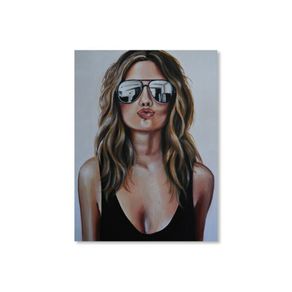 Woman With Sunglasses Canvas Painting Poster Wall Art Home Decoration