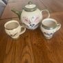 Pottery tea pot and a pair of matching mugs Image 6