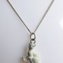 Vintage 925 Sterling Silver Cat Pendant Necklace - enamel detail Image 5