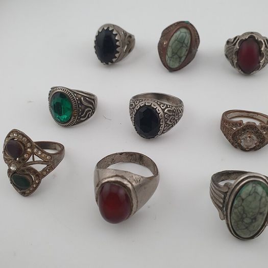 Bohemian Antique Jewellery Bundle 15 Mixed Brass Statement Rings