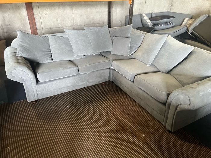 Grey corner sofa L shaped couch set furniture