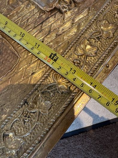 Large Vintage Ornament Embossed Brass coal or log storage box