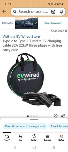 EV Wired brand charging cable outlander