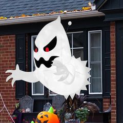 4.5ft Inflatable Scary Ghost Giant Horror Blow Up Halloween Ghost Huge Creepy Ghost with Red Light for Halloween Fright Night