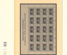 1978-1989 Guernsey Lindner-T Illustrated 18 Ring Hingless Europa Album Pages with illustrated examples of stamp