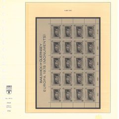 1978-1989 Guernsey Lindner-T Illustrated 18 Ring Hingless Europa Album Pages with illustrated examples of stamp