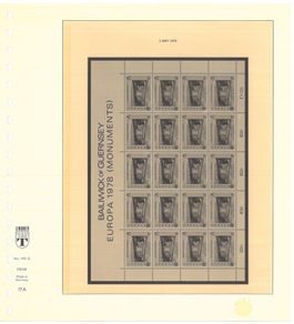 1978-1989 Guernsey Lindner-T Illustrated 18 Ring Hingless Europa Album Pages with illustrated examples of stamp