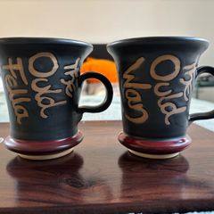 A Pair of Brand New Moville Pottery 'Ould Fella' and 'Ould Wan' Mugs