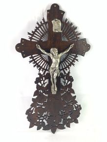 Vintage French wooden crucifix